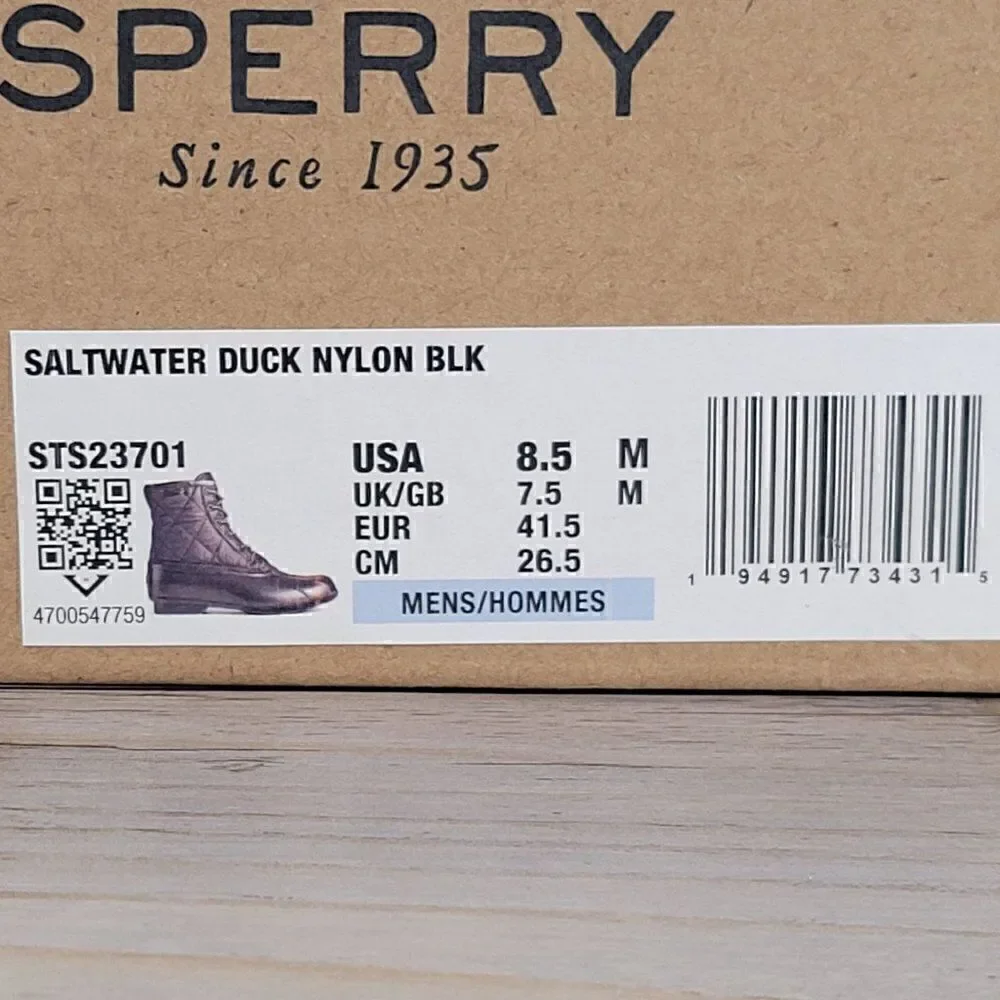 Sperry Black Saltwater Duck Boots Sz 8.5